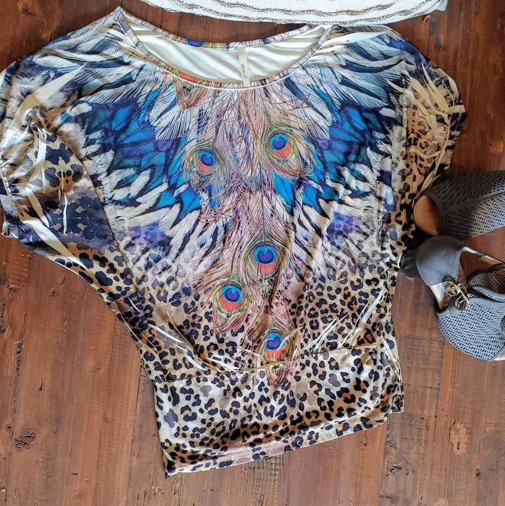 Feather print blouse